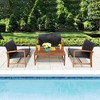 Costway 4PCS Outdoor Patio Rattan Furniture Set Acacia Wood Frame Sofa Loveseat Garden - image 4 of 4