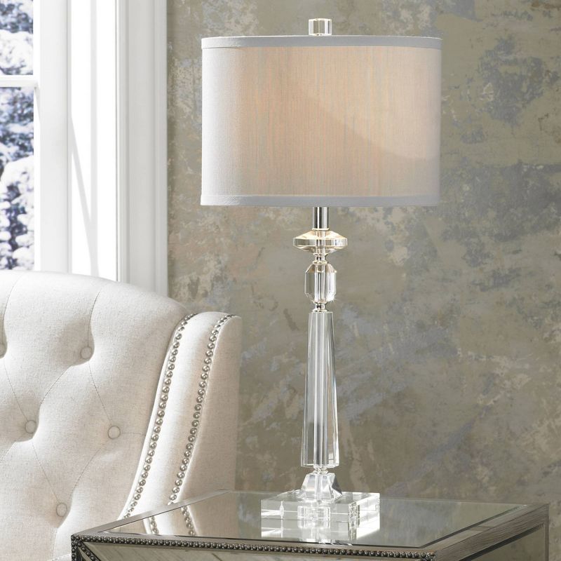 Vienna Full Spectrum Aline 26 1/2" Tall Traditional Table Lamp Clear Crystal Single Gray Shade Living Room Bedroom Bedside Nightstand House Office, 2 of 10