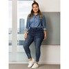 Agnes Orinda Women's Plus Size Business Casual Long Sleeve Denim Button-Down Shirts - 4 of 4