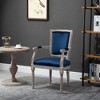 HOMCOM Vintage Dining Chair with High Back, Thick Sponge Padded Seat and Section Armrest with Wood Frame, Blue - 3 of 4
