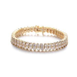 18K Gold Tennis Bracelet with Simulated Diamonds - 1 of 4