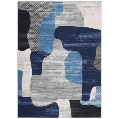 Washable Area Rug Modern Rug Non Slip Rug Low Pile Rugs Color Block Patchwork Throw Rug Foldable Indoor Carpet for Living Room Bedroom