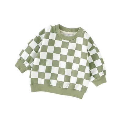 Organic Cotton Sweatshirt | Green Checkered | Charlie Lou Baby
