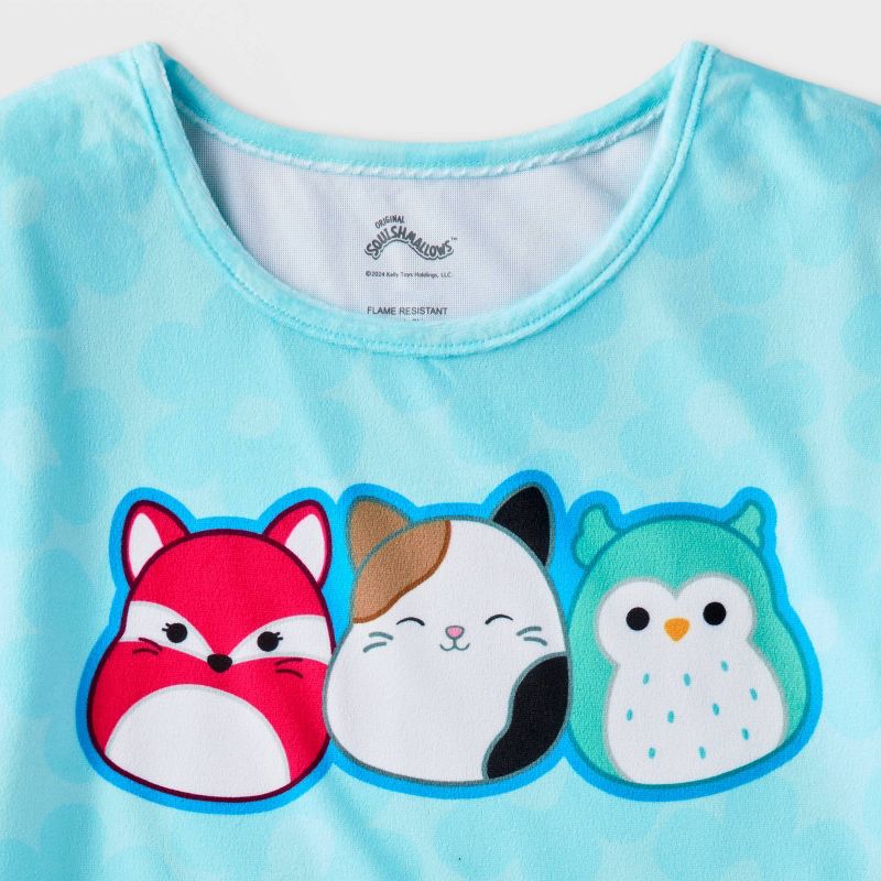 Girls&#39; Squishmallows 2pc Short Sleeve Top and Shorts Pajama Set - Blue, 3 of 4