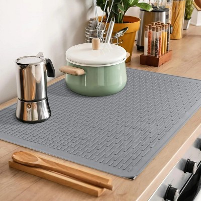 LunaLulinlk Dish Drying Mats Silicone Stove Mat for Glass Top Stove Dish Drying Mats for Kitchen (Gray, 30 x 21)