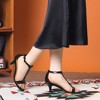 Allegra K Women's T-Strap Buckle Closure Embossed Kitten Heel Sandals - 2 of 4