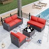ALAULM 6 Pieces Patio Furniture Set, Rattan Wicker Outdoor Conversation Sets, Outdoor Furniture Sofa Set - 2 of 4