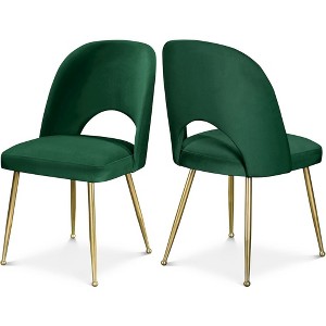 Meridian Furniture,Logan Velvet Dining Chair, Set of 2 - 1 of 4