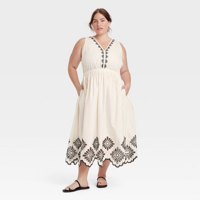 Women's Eyelet Maxi Sundress - Universal Thread™ Cream XXL