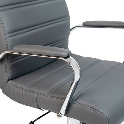 Gray LeatherSoft High-Back Executive Swivel Chair with Chrome Frame