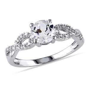 EVERLY JEWELRY | 10K White Gold 1/10 CT Diamond TW And 1 CT TGW Created White Sapphire Infinity Ring - 1 of 4