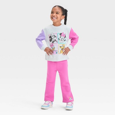 Toddler Girls' 2pc Disney Minnie Mouse & Friends Fleece Pullover Top and Ribbed Pants Set - Pink