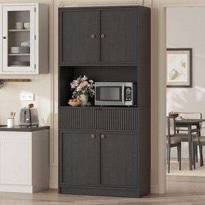 COZONY Tall Storage Cabinet, 70" Kitchen Pantry Cabinet with Doors, Fluted Cupboard, Microwave Shelf, Drawer, Freestanding for Dining Room - 1 of 4