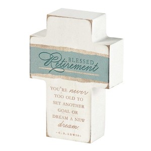 Dicksons Blessed Retirement Classic White 2.75 x 4 Inch Wood Distressed Table Top Cross - 1 of 1