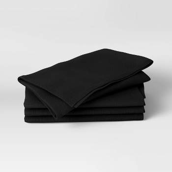 4pk Cotton Easy Care Napkins Black - Threshold™