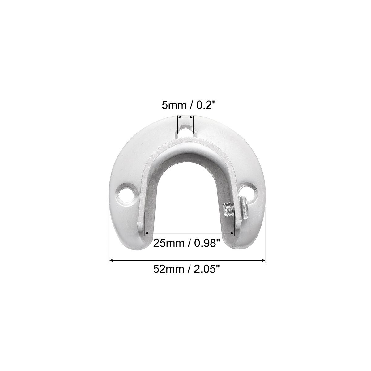 Unique Bargains Stainless Steel U-Shaped Design Closet Rod Brackets - thumbnail 2