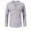 Coolmee Men's Casual Henley Shirt Long Sleeve Stand Collar Shirts Loose Fit Business Tops - 3 of 4