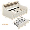Twin Size Upholstered Daybed with Storage Drawers, PU Leather Sofa Bed with LED Lights, Charging Station & Headboard Storage for Bedroom - 3 of 4
