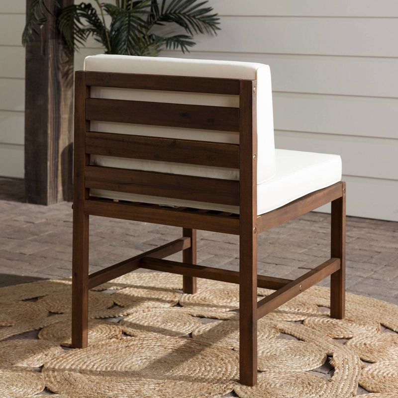Modular Acacia Wood Armless Patio Chair with Cushion - Dark Brown - Saracina Home, 5 of 12