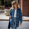 Amaryllis Women's Long Plaid Button-Up Shirt with Relaxed Fit Collared Neckline - 4 of 4