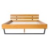 1 Piece Platform Bed Frame, Pine Wood and Black Iron, Slatted Headboard, No Mattress Included - Baofuwish - 3 of 4