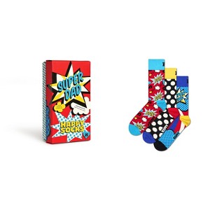 Happy Socks Adult Men and Women Crew Father's Day Socks in sustainable materials - 3pk in Color Red - 1 of 4