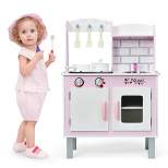 Costway Kids Play Kitchen Wooden Pretend Play Cooking Set Toys w/ Accessories