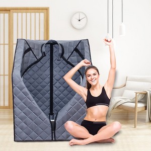 LOVMOR Portable Gothic Roof Plus Type Full Size Steam Sauna tent with Foldable Chair, Remote Control, Spa, Therapy & Relaxation at home - 1 of 4