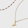 14K Gold Dipped Beaded Initial Necklace Set 2pc - A New Day™ Gold/Marron - 4 of 4
