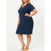 Agnes Orinda Women's Plus Size Solid Comfort Lace V Neck Short Sleeves Midi Knit Nightgowns - 2 of 4