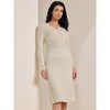 INSPIRE CHIC Women's Ribbed Knit Long Sleeve V Neck Lightweight Sweater Elegant Pleated Dress - 2 of 4