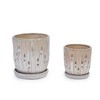 Chic Crate Modern Striped Ceramic Planter Set of 2 (8") – With Drainage & Saucer, Indoor & Outdoor Use - 3 of 4