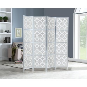 Roundhill Furniture Quarterfoil Diamond Design 4-Panel Room Divider - 1 of 4