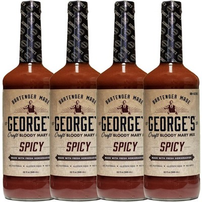 George’s Beverage Company Spicy Bloody Mary Mix - 1L Bottle - Gluten Free, All Natural Mixer