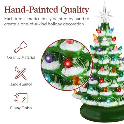 15in Frosted Ceramic Christmas Tree with Multicolor Lights
