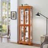 VYNXARIA Lighted Glass Curio Display Cabinet - Elegant Wood Frame for Collectibles, OAK - 3 of 4