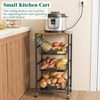 Kitchen Storage Cart with Wheels 4 - Tier Metal Utility Rolling Cart Wood Top Pull Out Baskets for Kitchen Living Room Dining - 2 of 4