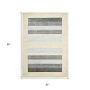 Ivory And Gray Wool Striped Hand Woven Area Rug - 3 of 4