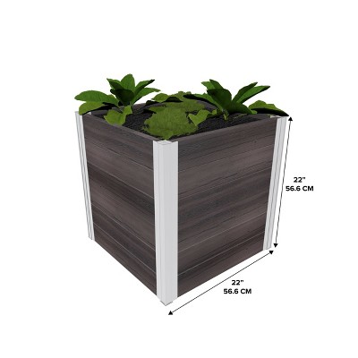 Urbana 22" Espresso Brown Embossed Vinyl Cube Planter