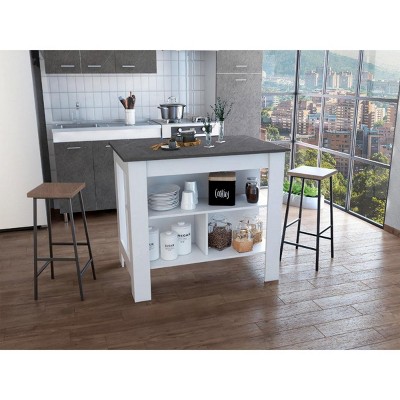 INFURNIC Kitchen Carts and Islands Kitchen Island with Open Storage Shelves and Spacious Prep Surface, Multicolored, 27.5"*40.5"*35.4"