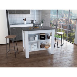 INFURNIC Kitchen Carts and Islands Kitchen Island with Open Storage Shelves and Spacious Prep Surface, Multicolored, 27.5"*40.5"*35.4" - 1 of 4