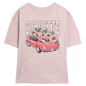 Junior's General Motors Floral Corvette Logo T-Shirt - 1 of 3
