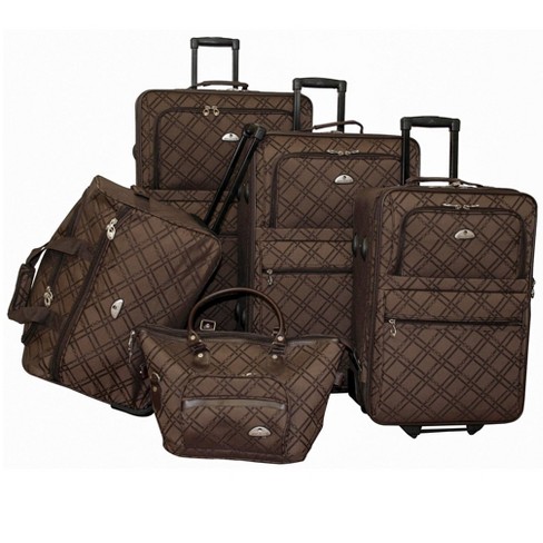  American Flyer Luggage Signature 4 Piece Set, telescoping  handle, Brown, One Size