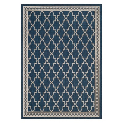 6'7" x 9'6" Gibson Outdoor Rug Navy/Beige - Safavieh