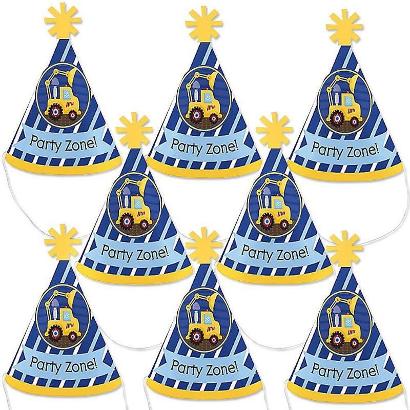 Big Dot of Happiness Construction Truck - Mini Cone Baby Shower or Birthday Party Hats - Small Little Party Hats - Set of 8, 1 of 9