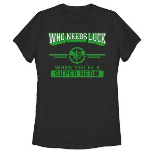 Women's Marvel St. Patrick's Day Captain Marvel No Luck Needed T-Shirt - 1 of 4