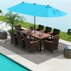Costway 11 PCS Patio Wicker Dining Set with Double-Sided Outdoor Umbrella 8 Stackable Chairs Orange/Turquoise - 4 of 4