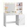 Vanity Desk And Stool Set, With Mirror & 11pcs LED Light Bulbs Makeup Vanity Table With 2 Open Shelves, 2 Drawers, 1 Makeup Stool For Living Room - 3 of 4