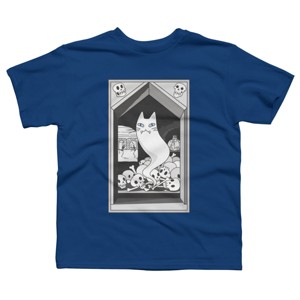 Boy's Design By Humans Ghost cat the Keeper of the Crypt By runcatrun T-Shirt - 1 of 2