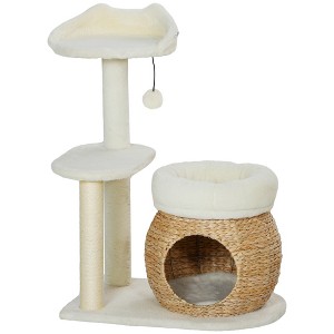 31" Cat Tree Tower with Scratching Posts, Cat Condo, Beds, Platform and Toy Ball for Indoor Cats - 1 of 4